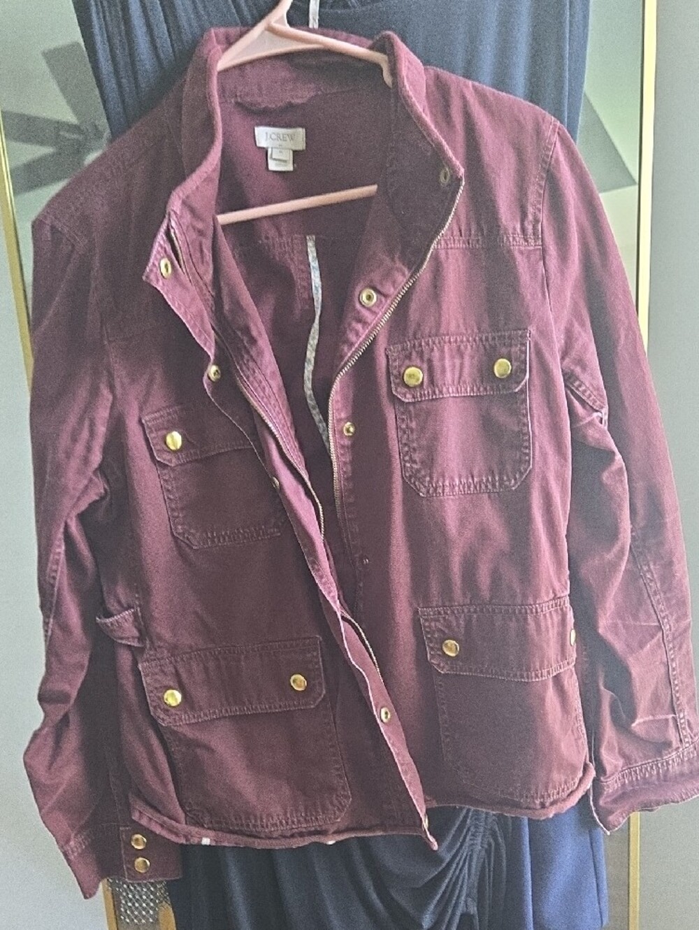 J. Crew Women's Burgundy Utility Jacket with Gold-Tone Hardware - Picture 3 of 3